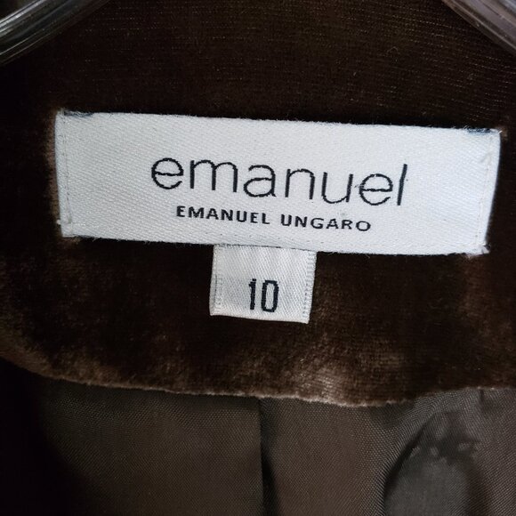 Emanuel Ungaro Velvet Blazer Chocolate Brown Rayon Silk Jacket size 10 Evening - Picture 4 of 14